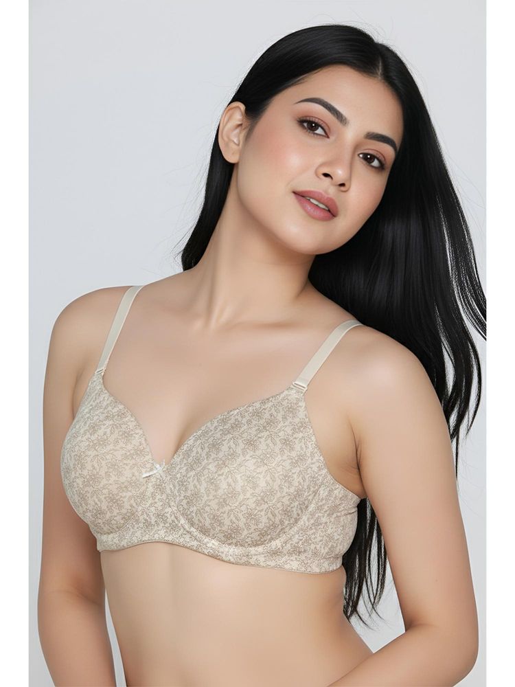 Zivame Beige Padded Regular Wired 3/4Th Coverage T-Shirt Bra-picture-25