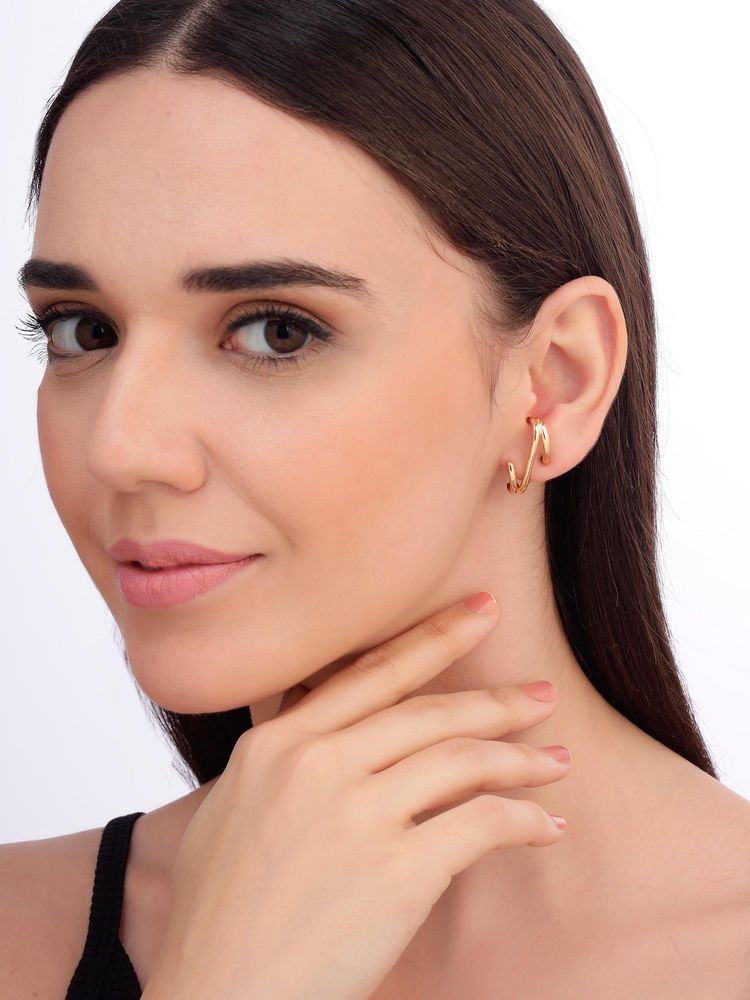 Carlton London Women 18K Gold Plated Statement Stud Earrings-image-3
