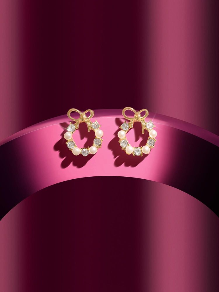 Zaveri Pearls Women White Austrian Diamonds Pearls Embellished Stud Earrings-image-16