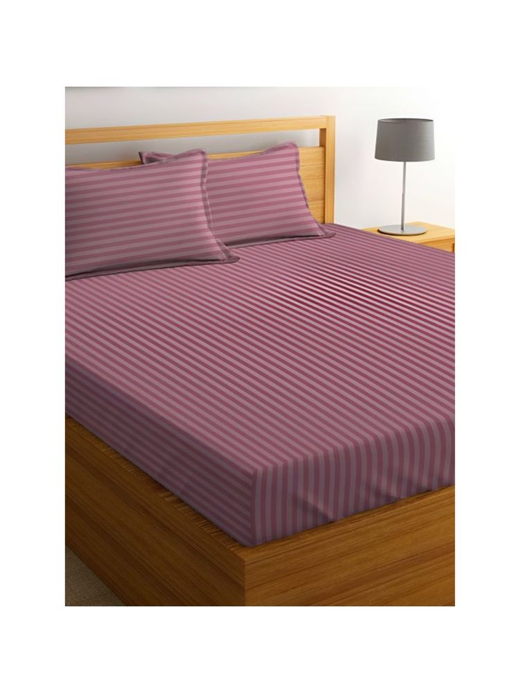 BAJO'S Purple Stripes Flat Bedsheet & 2 Pillow Covers (Queen)-image-11
