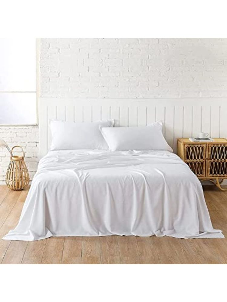 BAJO'S White Solid Bedsheet & 2 Pillow Covers (Queen)-picture-36