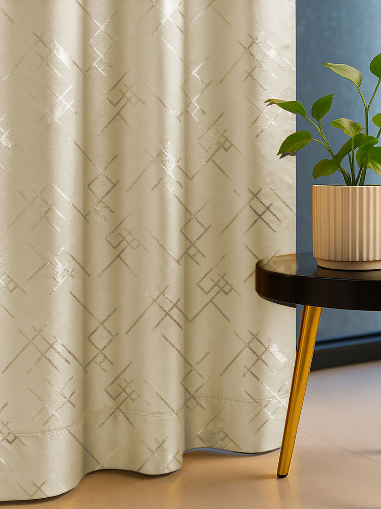 Urban Space 100% Blackout Foil Curtains, Window, Criss Cross Beige-image-38