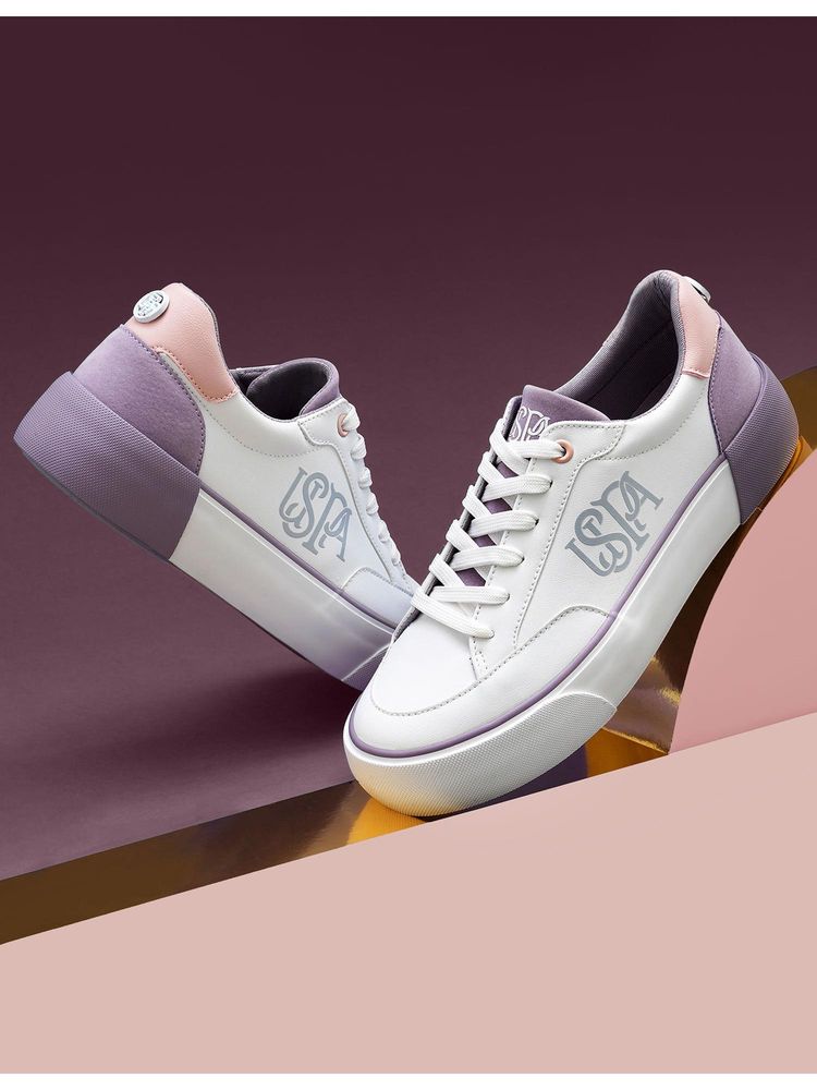 U.S. POLO ASSN. Women Off White Lydia 3.0 Colorblocked Lace Ups Sneakers-picture-19