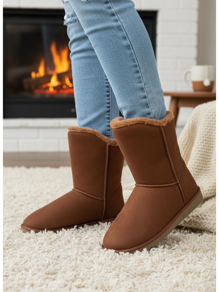 Carlton London Women Tan Ankle-High Cozy Casual Boots-image-31