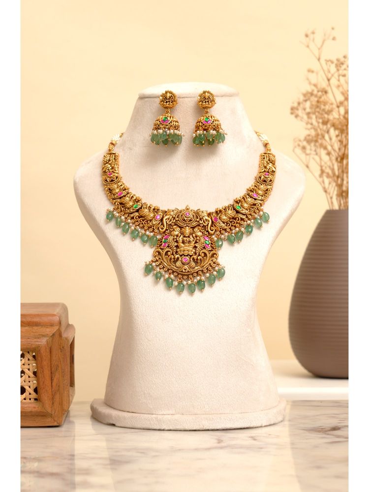 Beryachi Lakshmi Temple Necklace and Earrings-picture-18