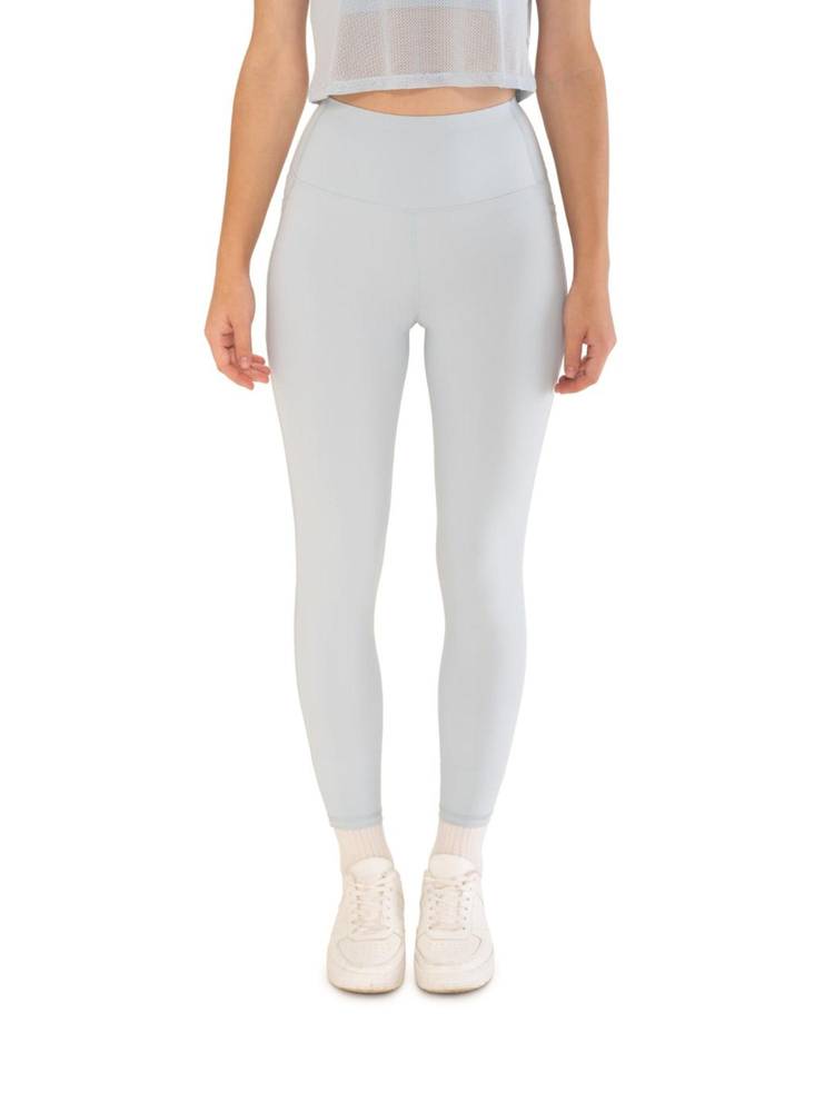 STRCH Blue Solid Nylon High Rise Leggings-picture-12