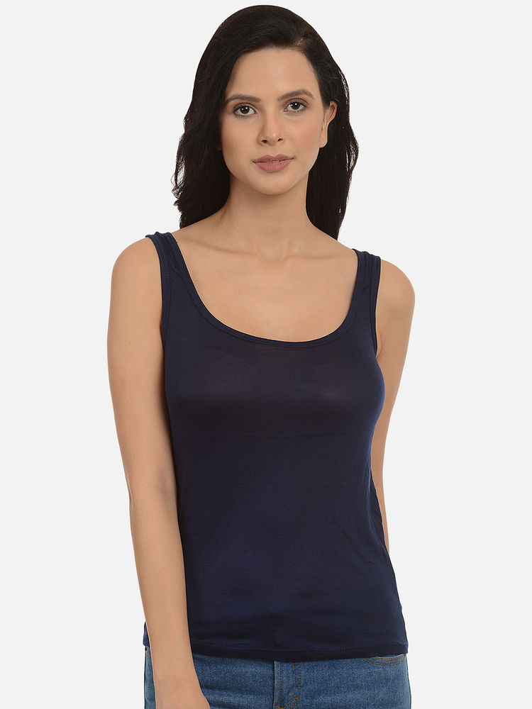 Mod & Shy Navy Blue U Neck Solid Camisole-picture-28