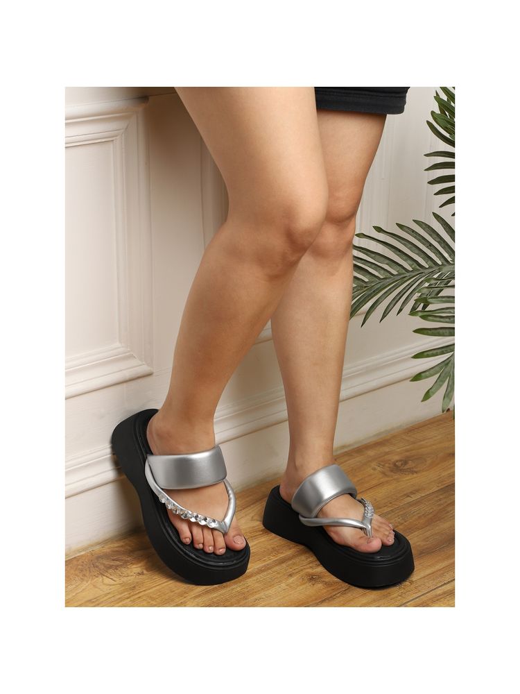 Truffle Collection Silver Embellished Sandals-image-7