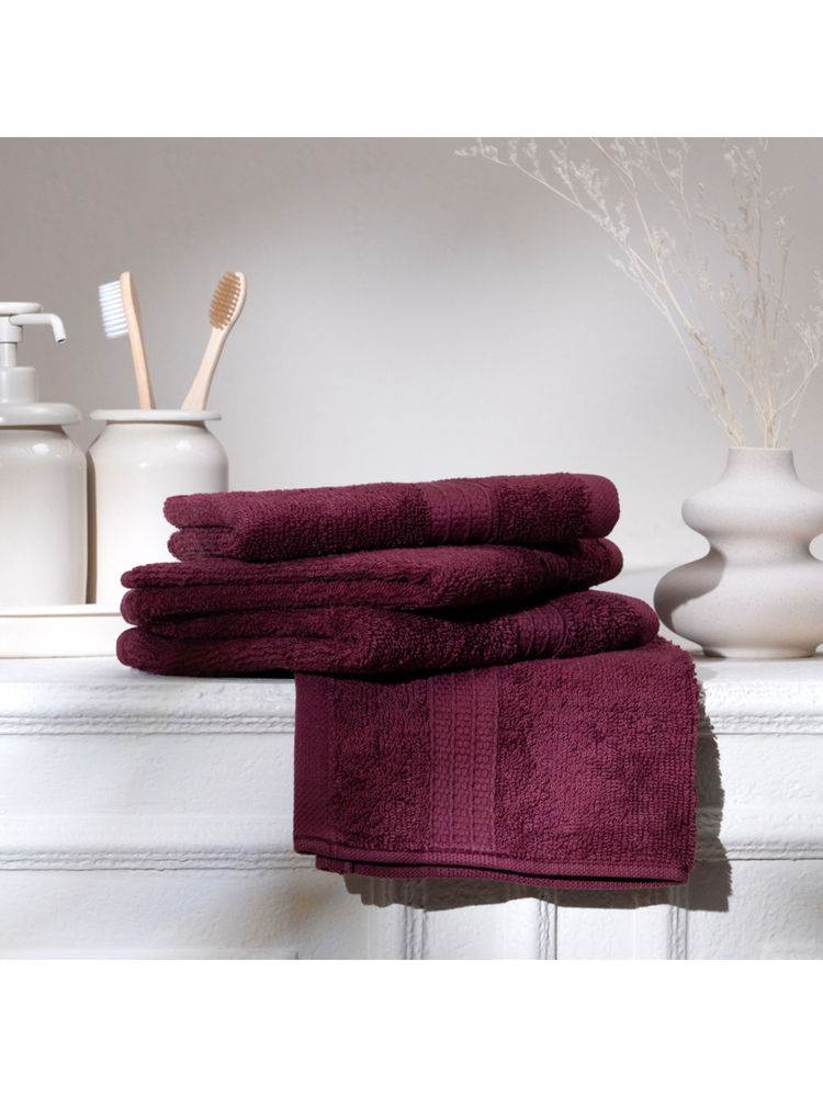 Feather & Spun Wine Organic Cotton - Face Towel (Pack of 4) (M)-picture-10