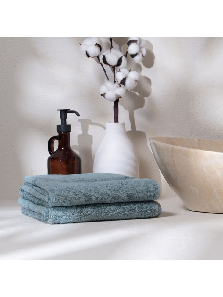 Feather & Spun Teal Organic Cotton - Hand Towel (Pack of 2) (M)-image-47