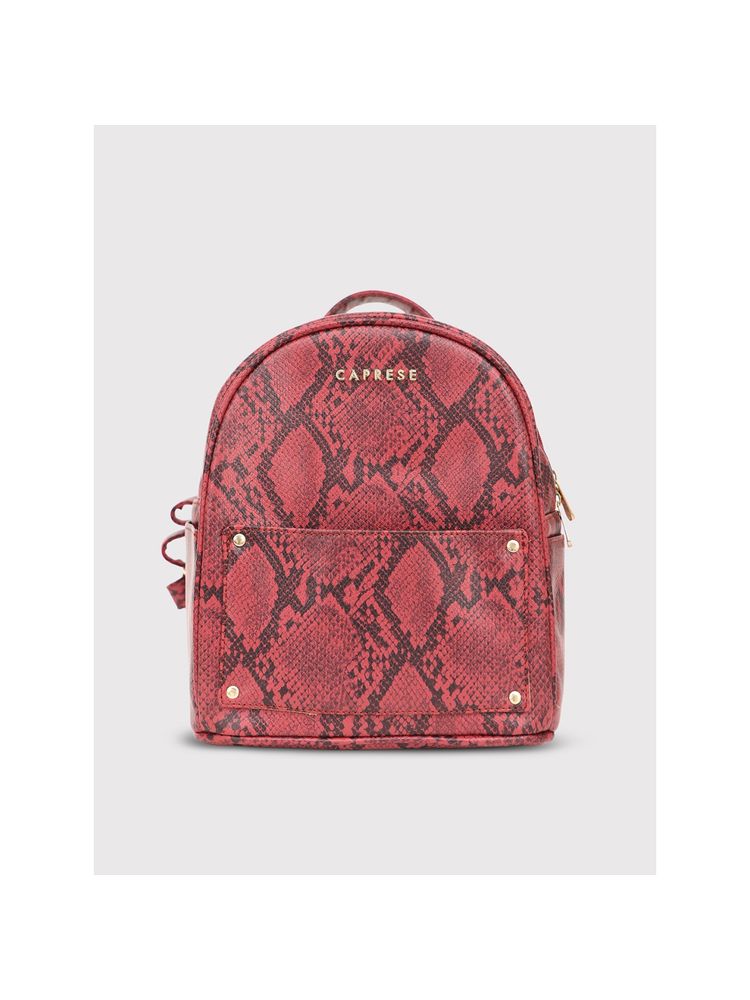 Caprese Red Animal Print Backpack-image-22