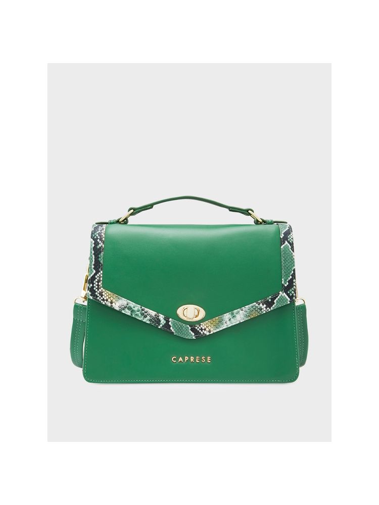 Caprese Green Animal Print Sling Bag with Detachbale Strap-picture-11