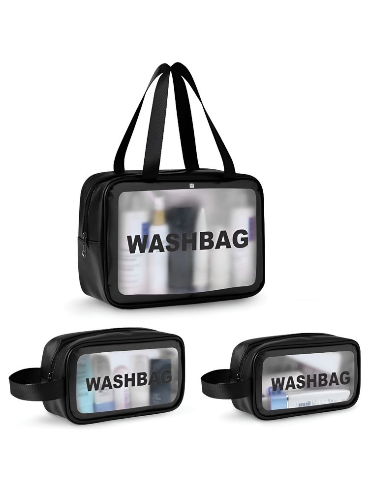 NFI Essentials Black Transparent Wash Bag Makeup Pouch for Women Pack of 3-image-48