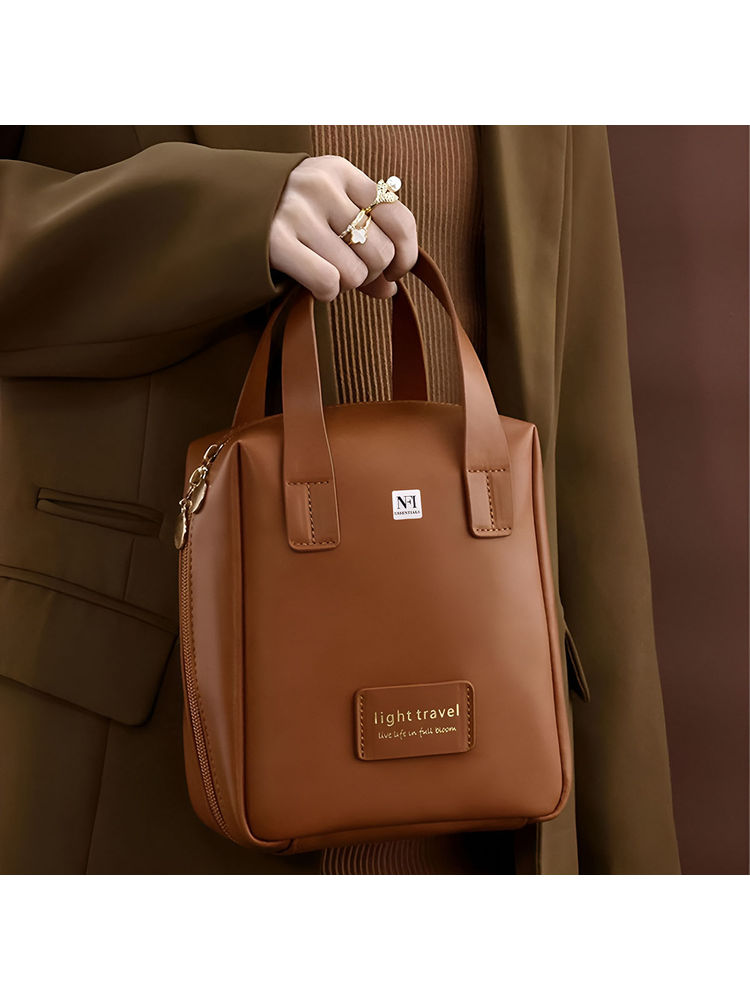 NFI Essentials Brown Cosmetic Travel Organizer Womens Makeup Toiletry Bag