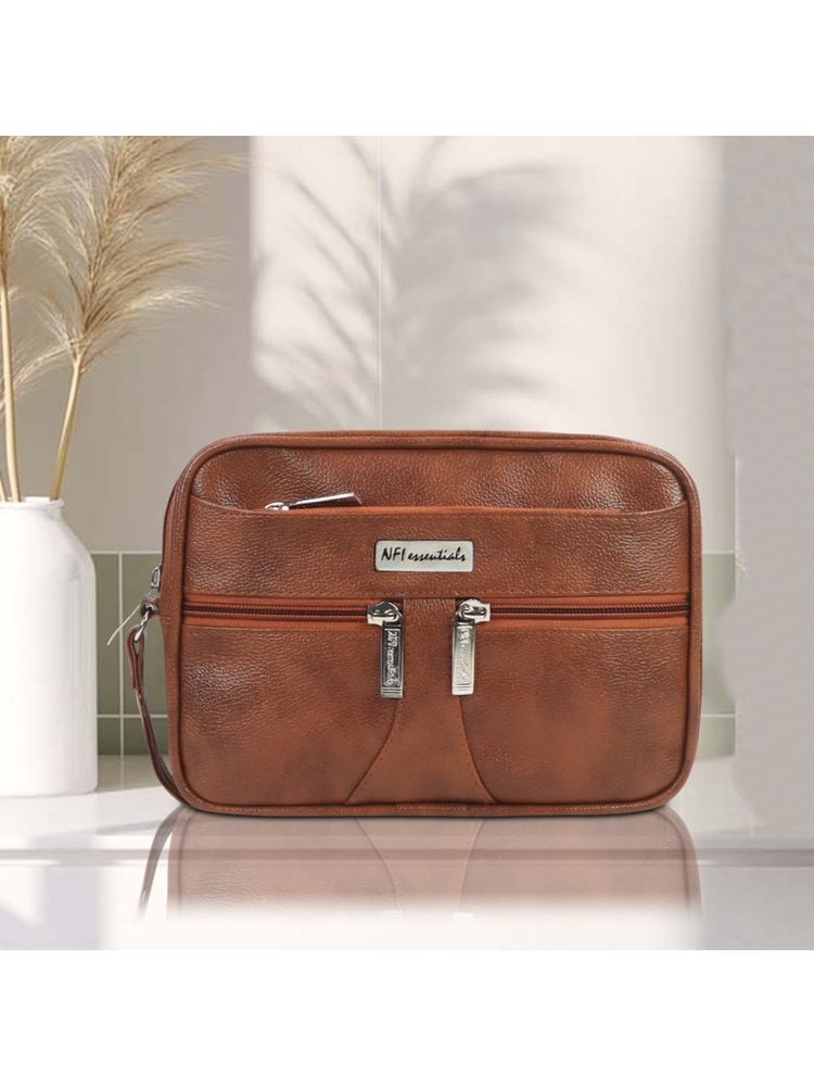 NFI Essentials Tan Multipurpose Leather Travel Pouch-picture-16