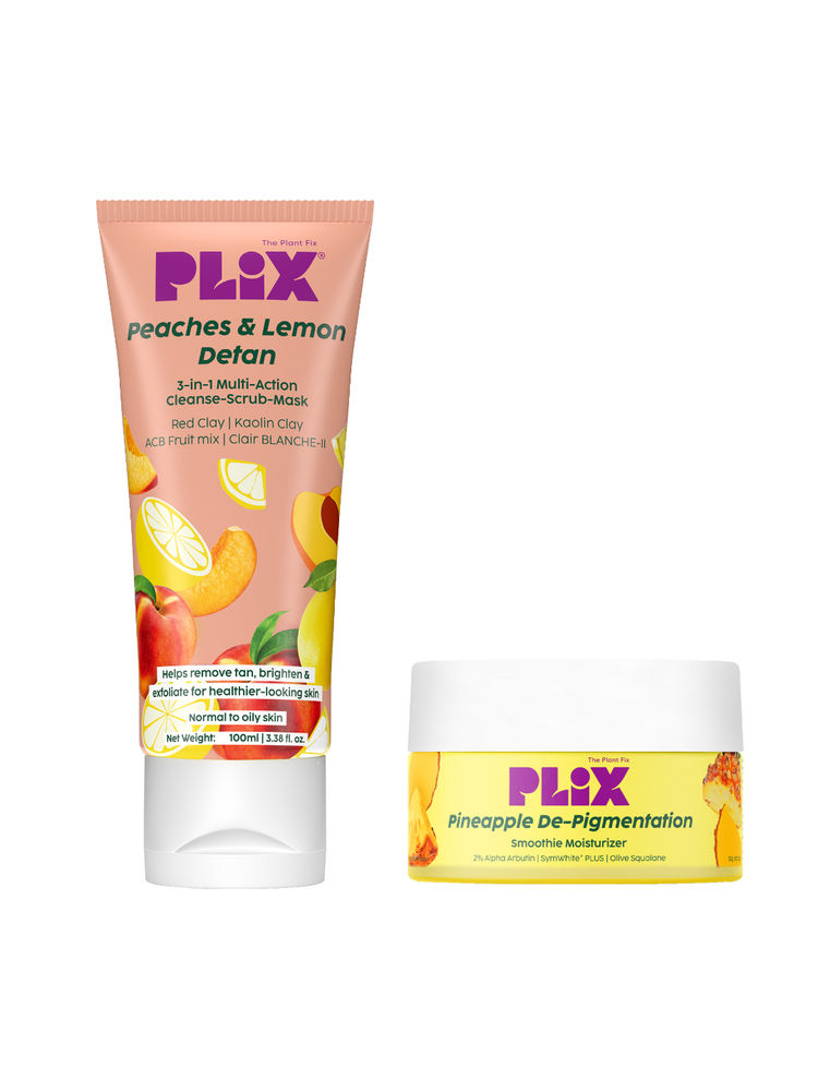 Plix Peaches & Lemon 3-in-1 Detan Face Wash, Scrub & Mask + Pineapple Moisturizer-picture-26