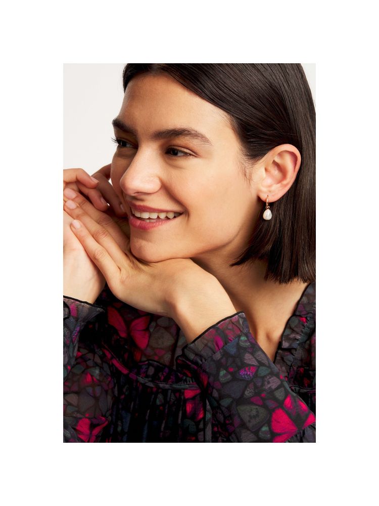 Ted Baker Periaa White Pearly Chain Huggie Earrings-image-49