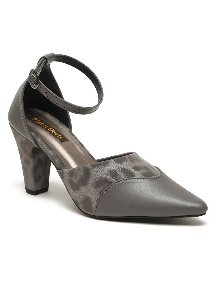 Flat n Heels Women Grey Block Heels-picture-28