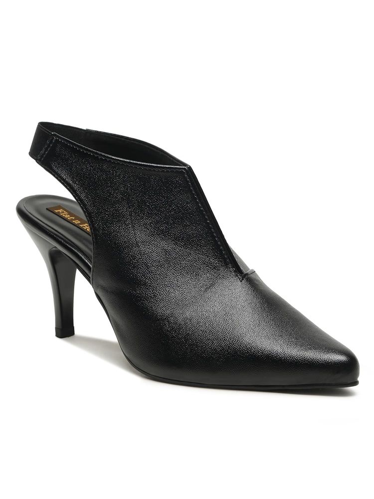 Flat n Heels Women Black Stilettos Heels-picture-1