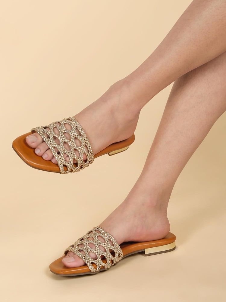 Flat n Heels Women Gold Flats-picture-17