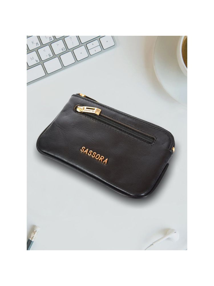 Sassora Premium Leather Small Unisex Key Case Black-image-35