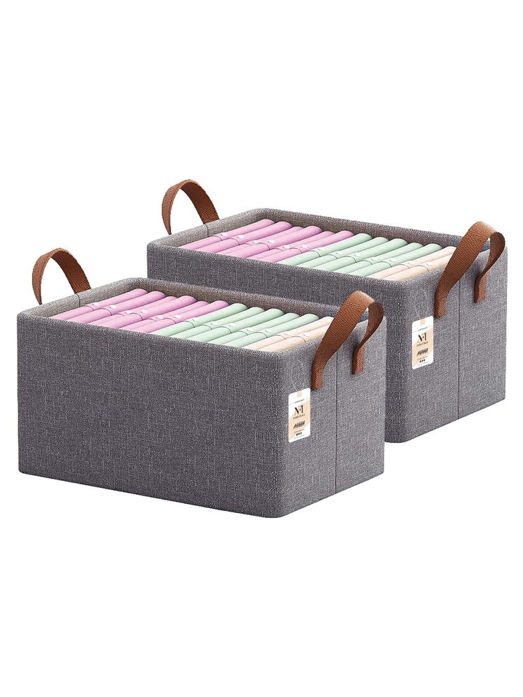 NFI Essentials Pack of 2 Foldable Storage Box Large Organizer Box with Handles-picture-11