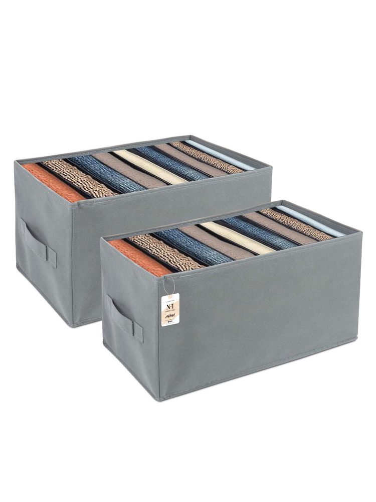 NFI Essentials 7 Grids Pack of 2 Foldable Storage Box Large Organizer Box with Handles-image-30
