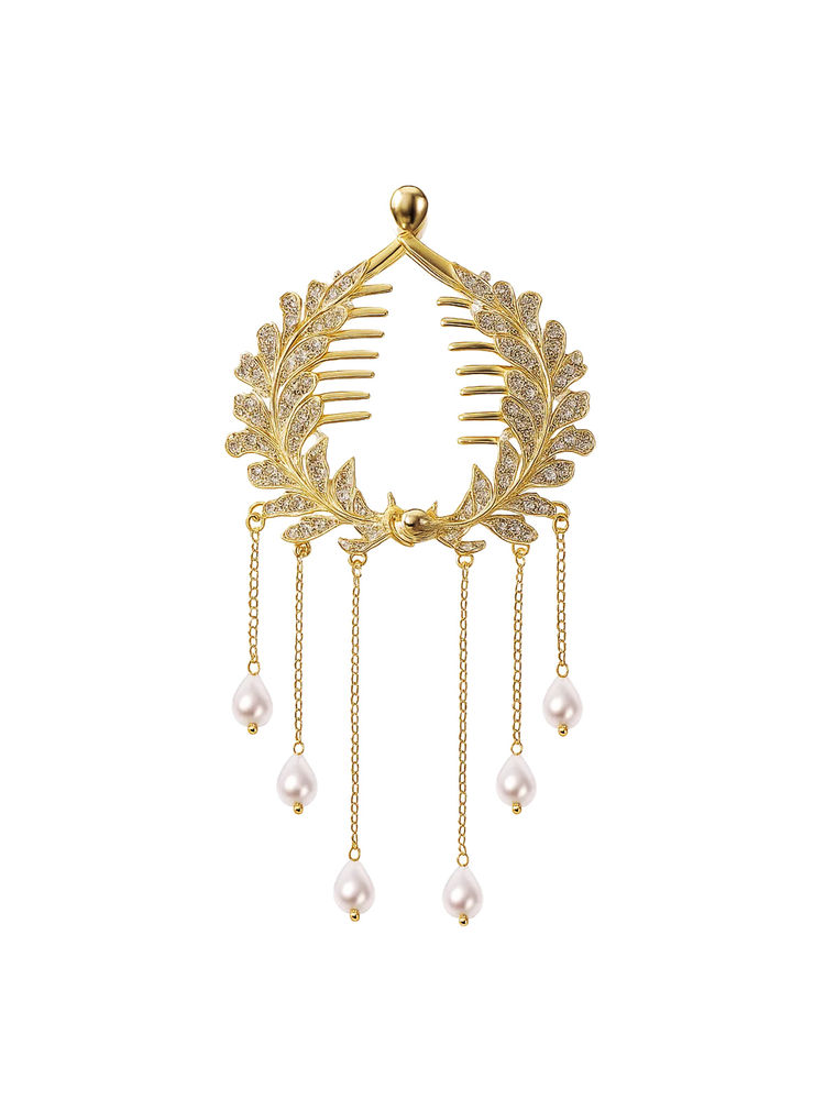 Matra Luxe Hair Bun Clip Pearl White Gold Clutcher-picture-18