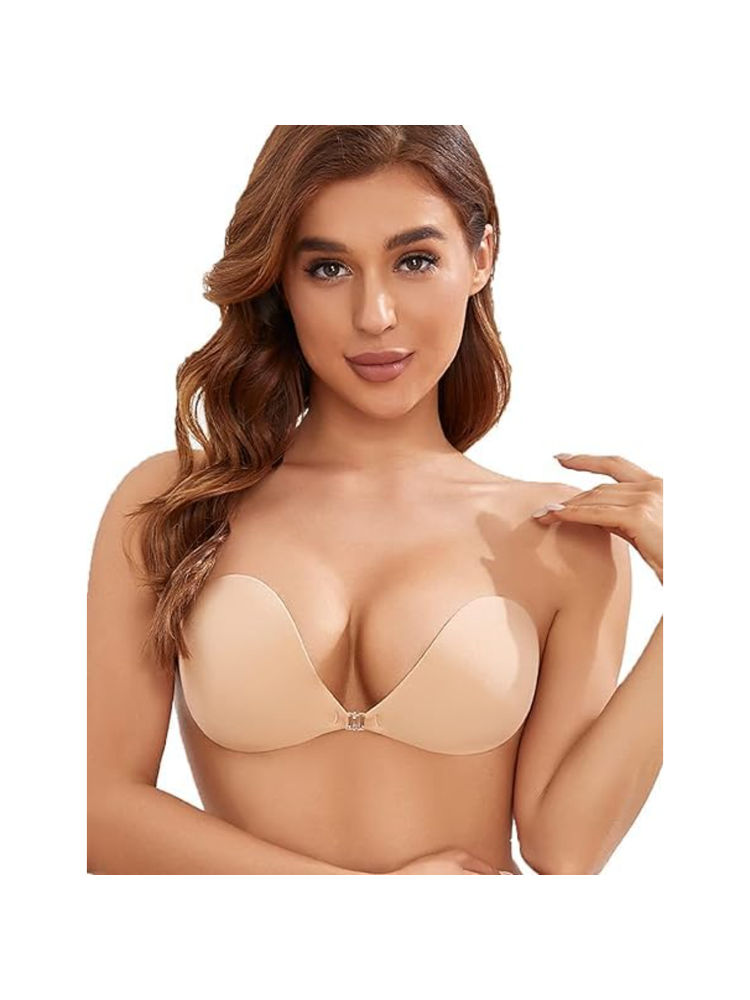 BRACHY Women Beige Invisible Lift Stick-On Seamless Pushup Bra