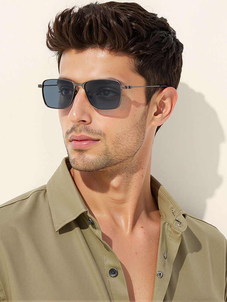 Lenskart STUDIO Dark Knight Collection Black Full Rim Rectangular Sunglasses