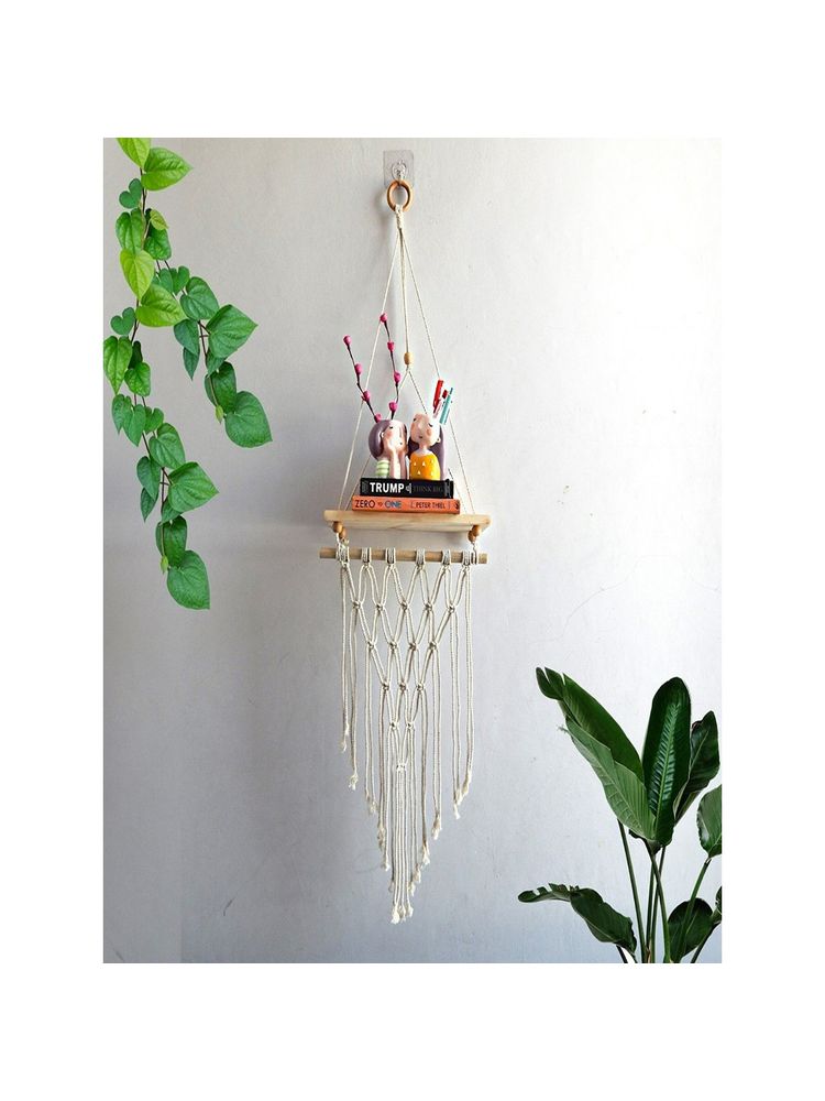 Ecofynd Single Macrame Hanging Shelf-image-15