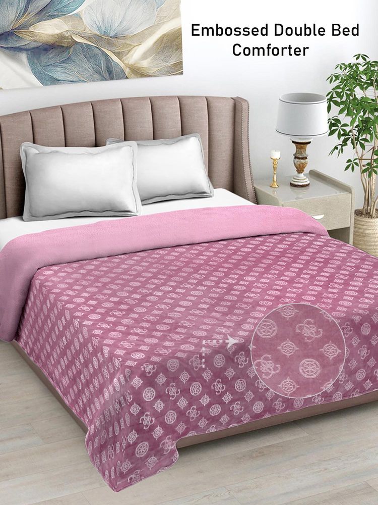 FABINALIV Onion Geometric Mild Winter 500 Gsm Embossed Woollen Double Bed Comforter King-image-17