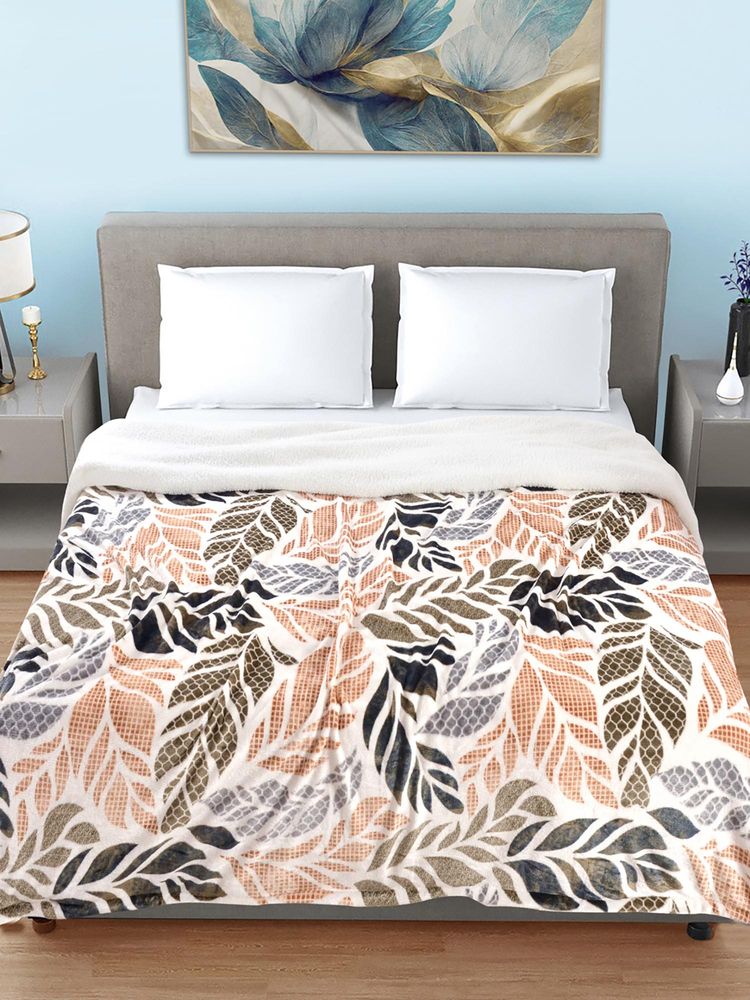 FABINALIV Multicolor Floral Mild Winter 400 Gsm Woollen Double Bed Comforter King-image-1