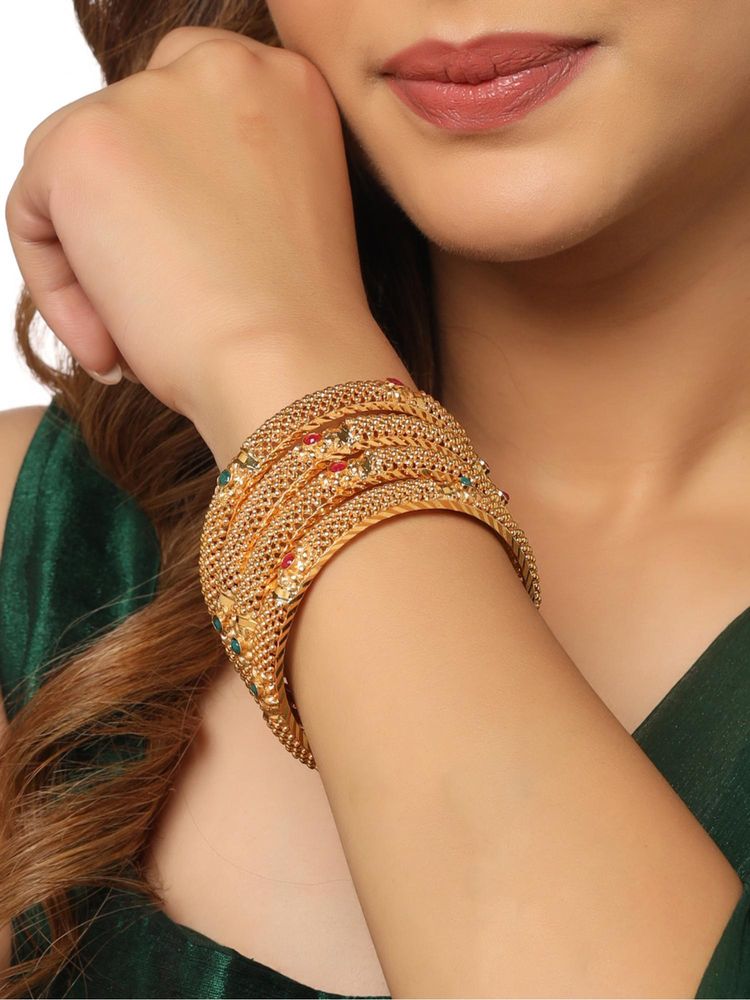 Gahan Womens Gold Plated Traditional Bangles (Pack of 4)-picture-17