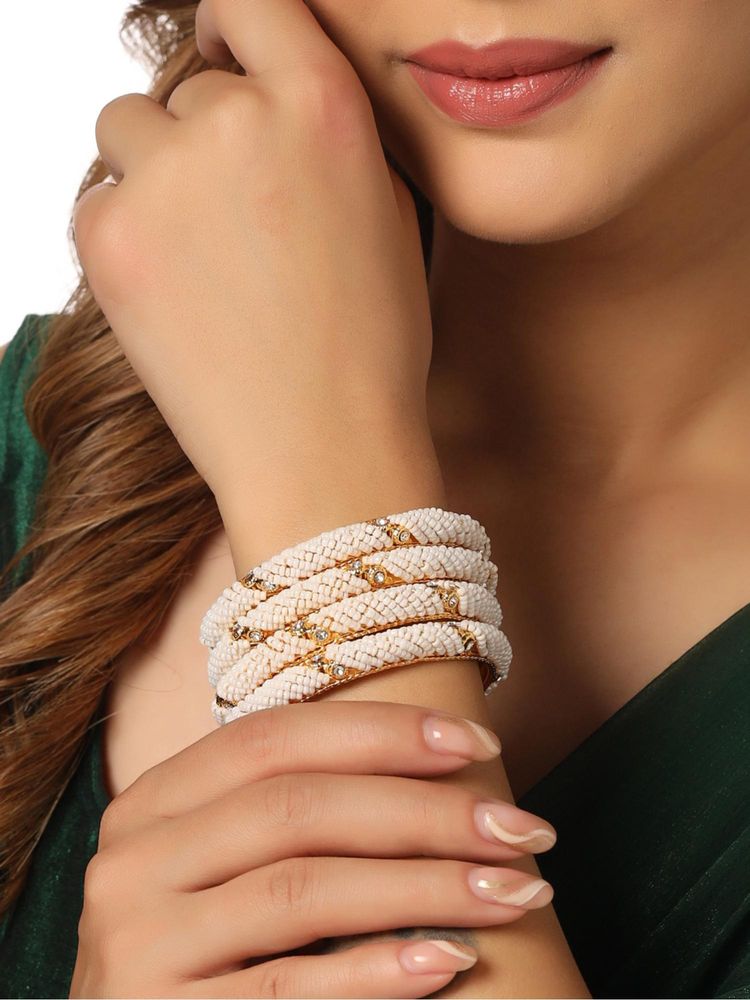 Gahan Womens Gold Plated Traditional Pearls Beaded Bangles (Pack of 4)-picture-25