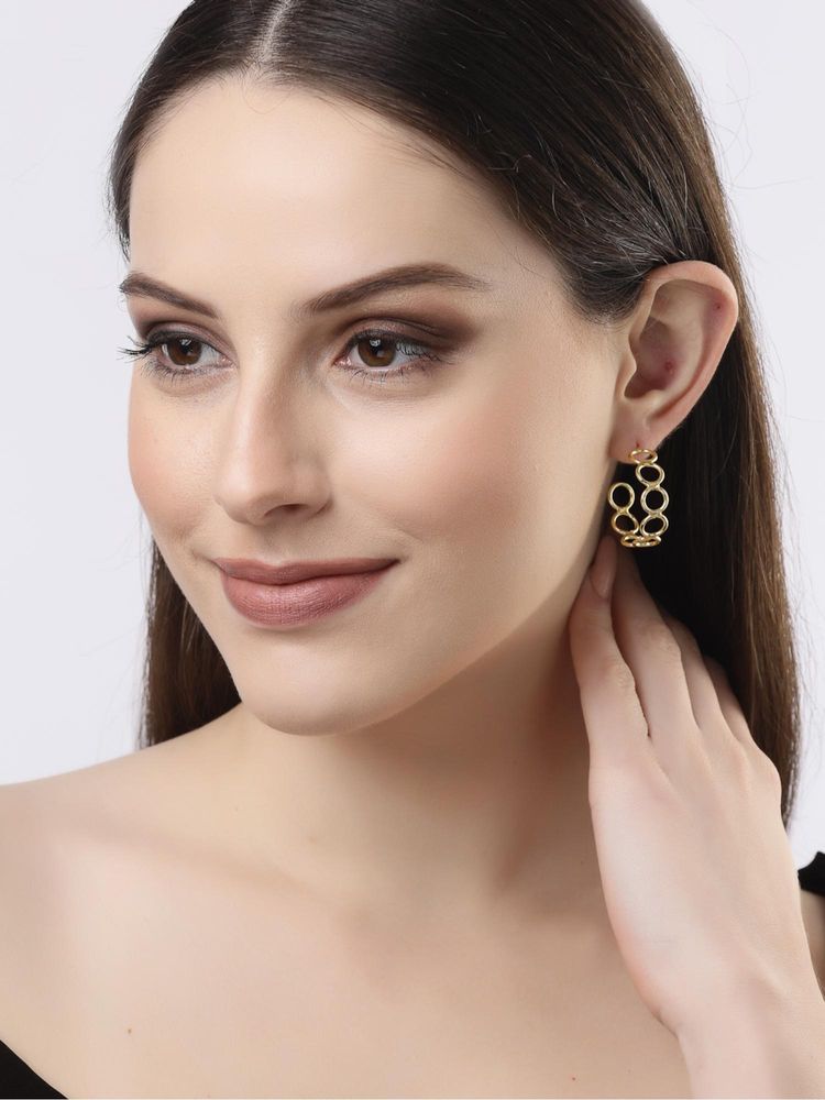 Gahan Womens Gold Plated Contemporary Half Hoop Earrings-picture-16