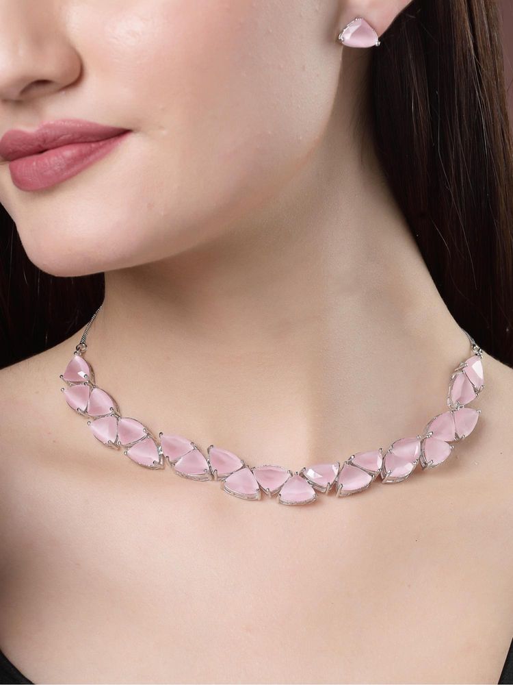 Gahan Womens Pink Artificial Stones Studded Handcrafted Jewellery Set-picture-36