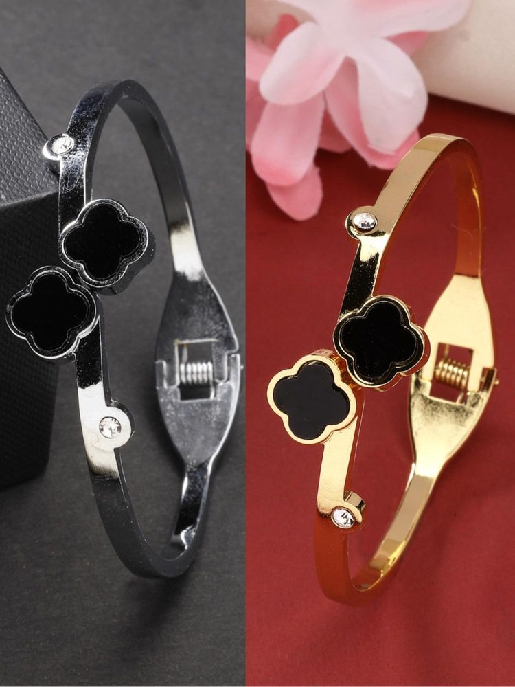 Gahan Womens Gold & Silver Cuff Bracelet (Pack of 2)-picture-34