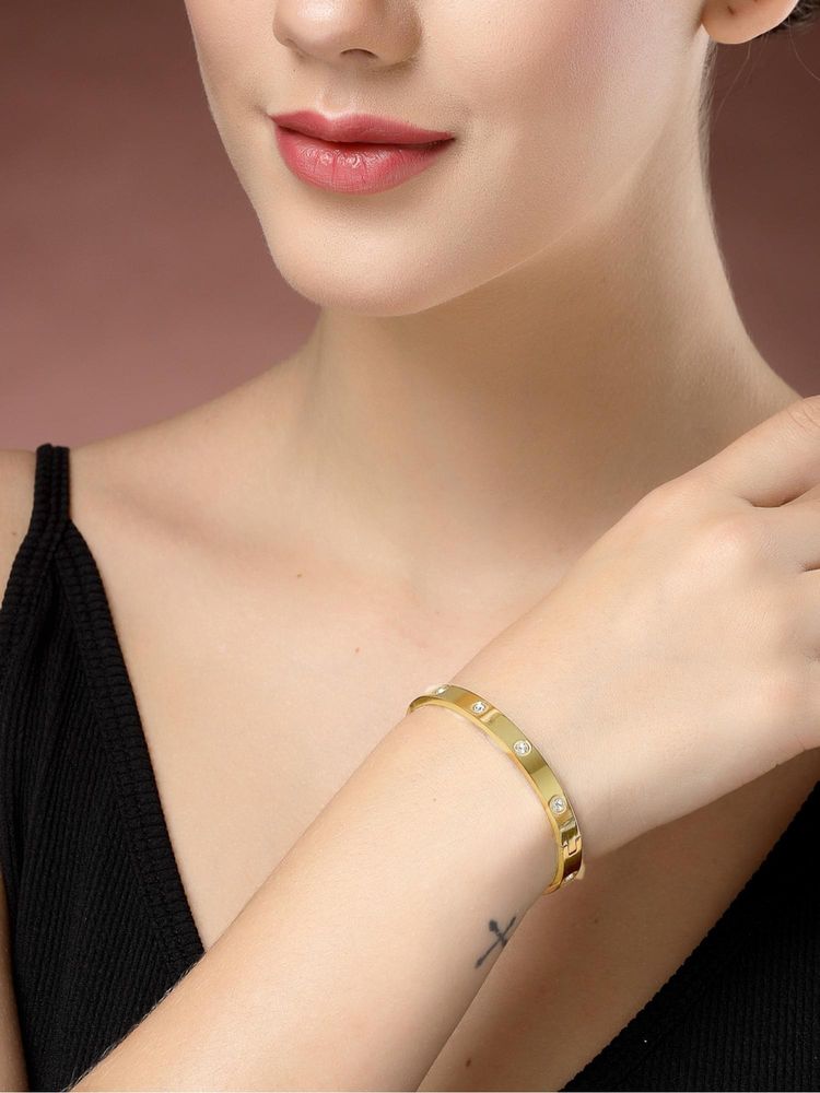 Gahan Womens Gold Plated CZ Stone Studded Kada Bracelet-picture-22