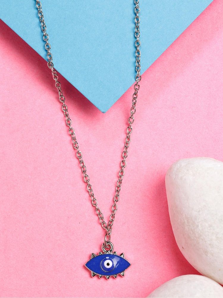 Gahan Womens Silver Plated Chain with Evil Eye Pendant-picture-3