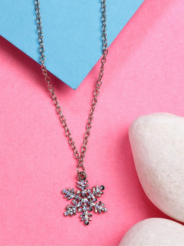 Gahan Womens Silver Plated Chain with Snowflake Pendant-picture-27