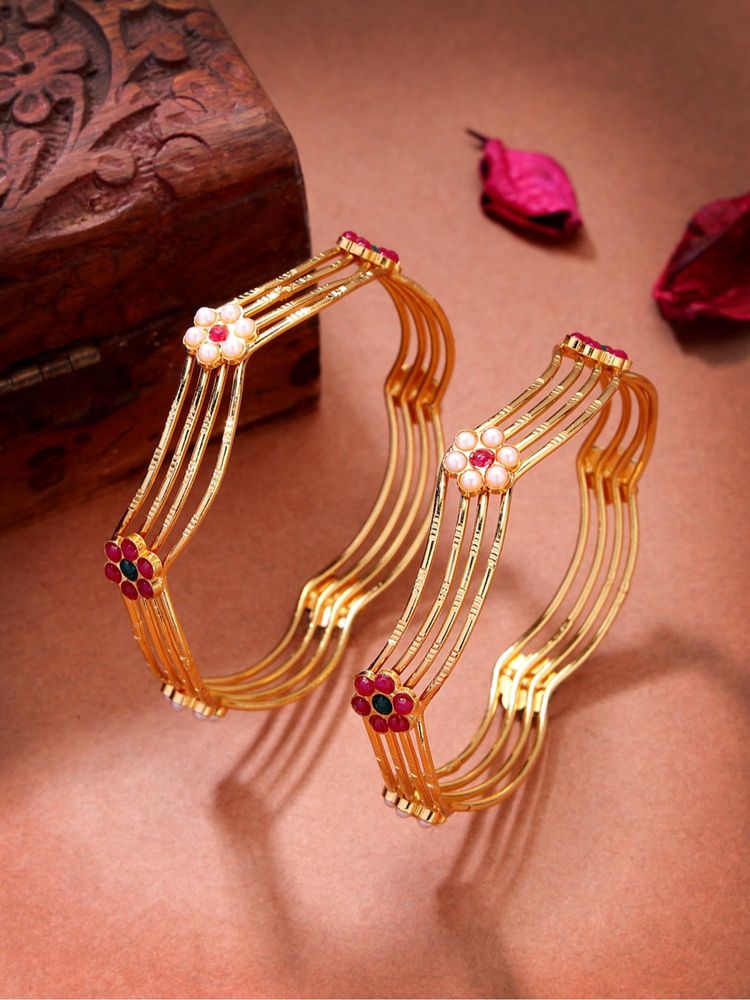Gahan Womens Gold Plated Artificial Stones Traditional Bangles (Pack of 2)-picture-24