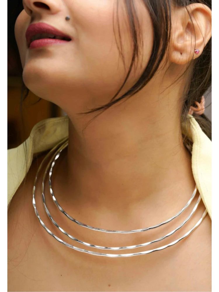 Gahan Womens 3 Layers Oxidized Silver Plated Statement Choker Necklace-image-35