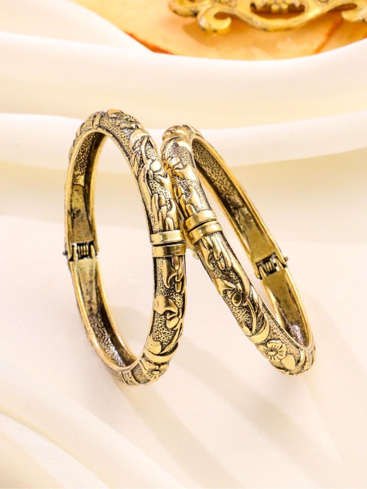 Gahan Womens Gold Plated Floral Design Oxidised Bangles (Pack of 2)-picture-26