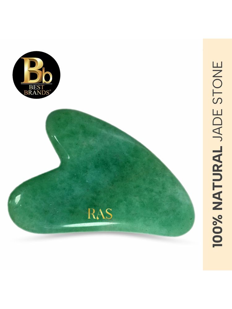 Ras Luxury Oils Jade Gua Sha Face Massage Tool For Reducing Fine-lines & Eye Puffiness