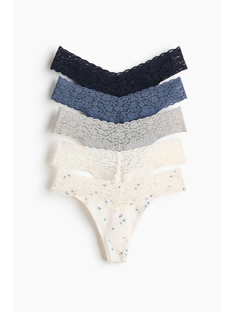 H&M Women Blue 5-Pack Lace Thong Briefs-picture-26