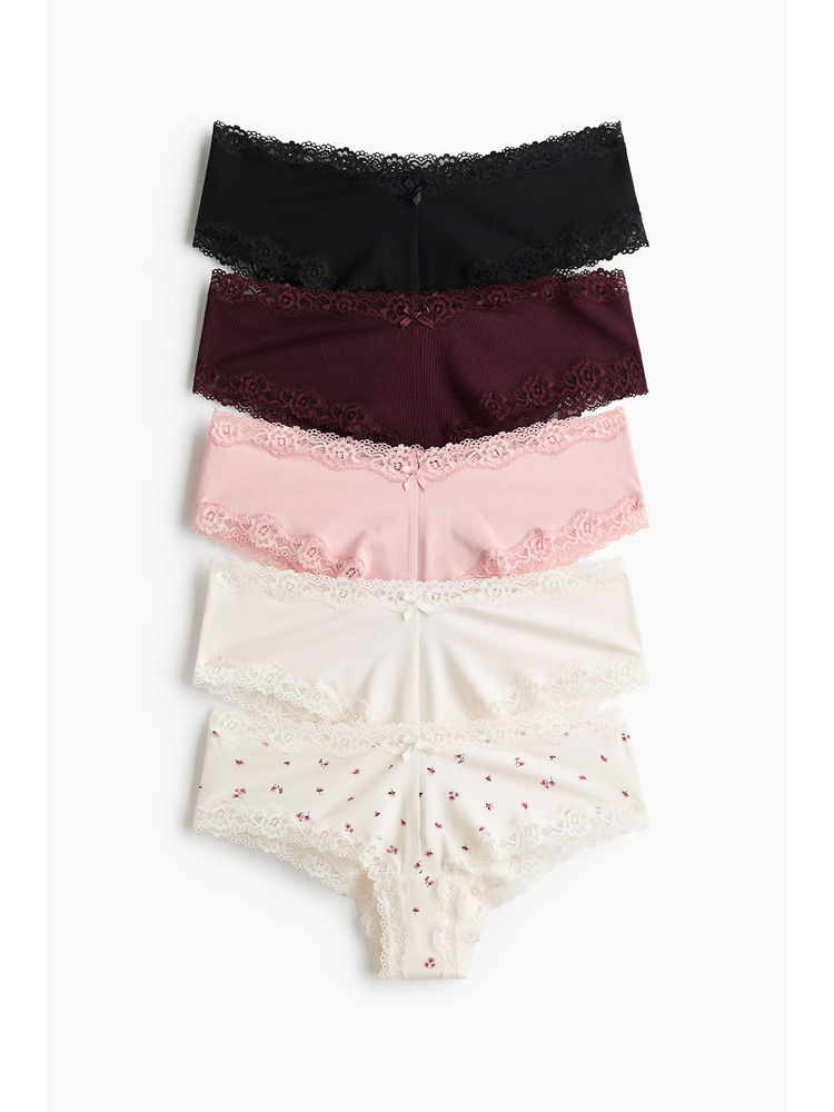 H&M Women White 5-Pack Cotton And Lace Hipster Briefs-picture-23