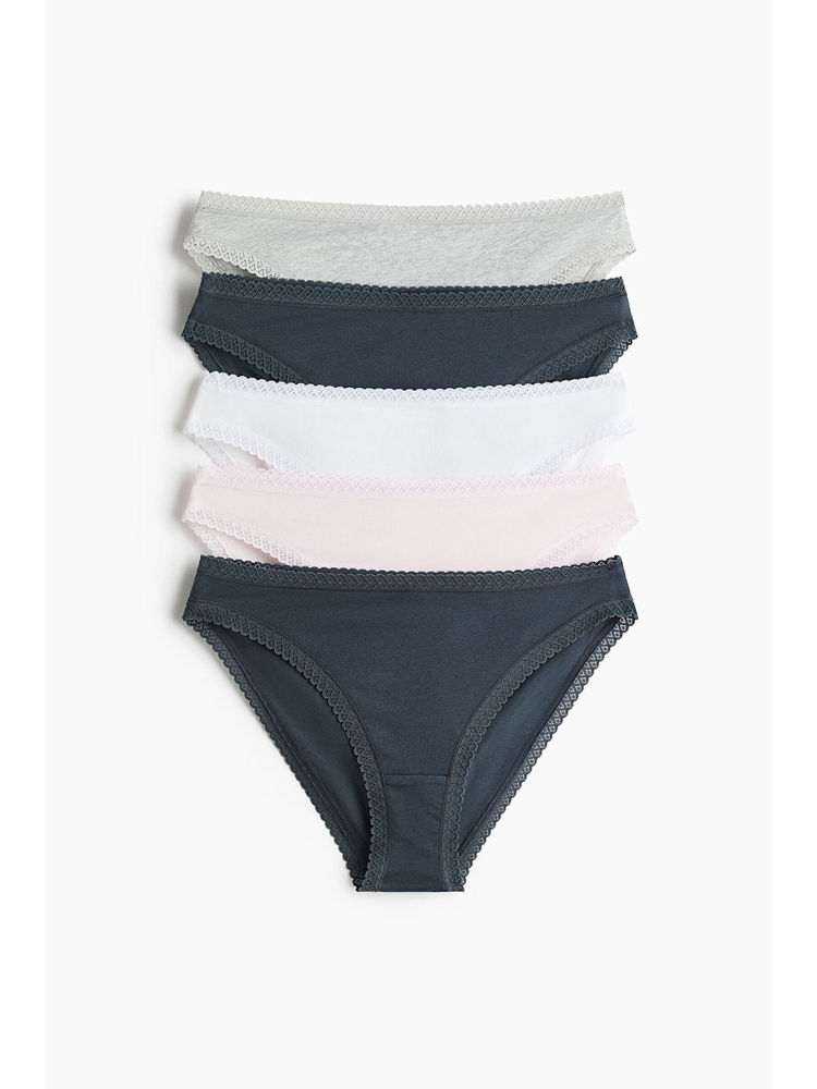 H&M Women Blue 5-Pack Cotton Briefs-image-4
