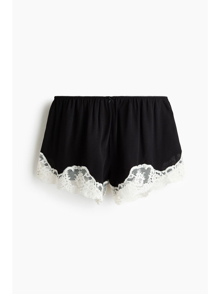 H&M Women Black Lace-Trimmed Pyjama Shorts-picture-27