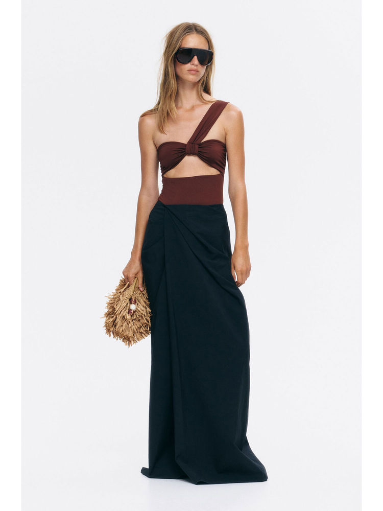 H&M Women Brown Padded-Cup One-Shoulder Swimsuit-image-18